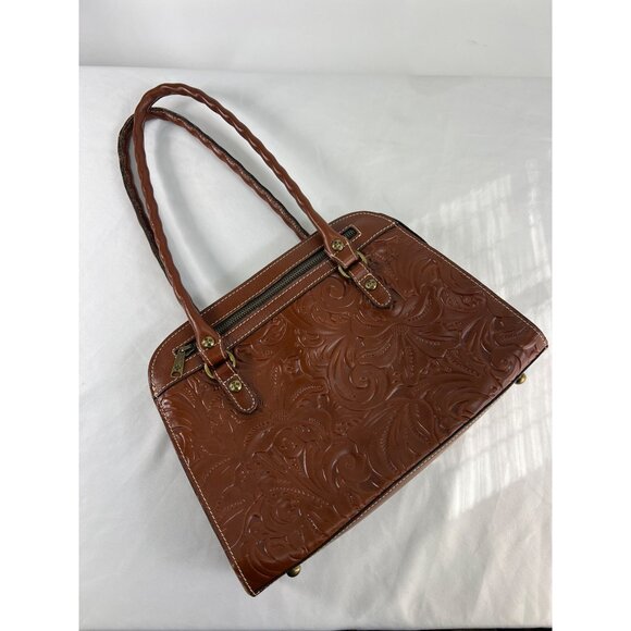 Patricia Nash Calvi Tooled Leather Florence Brown Tan Bag - Picture 1 of 12